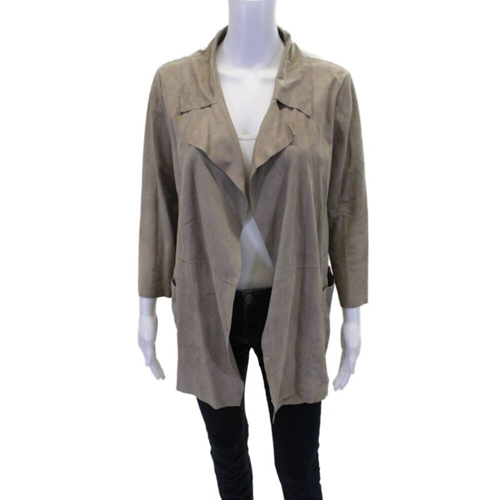 Suprema Womens Long Sleeve Open Front Suede Light Jacket Brown Size IT 42